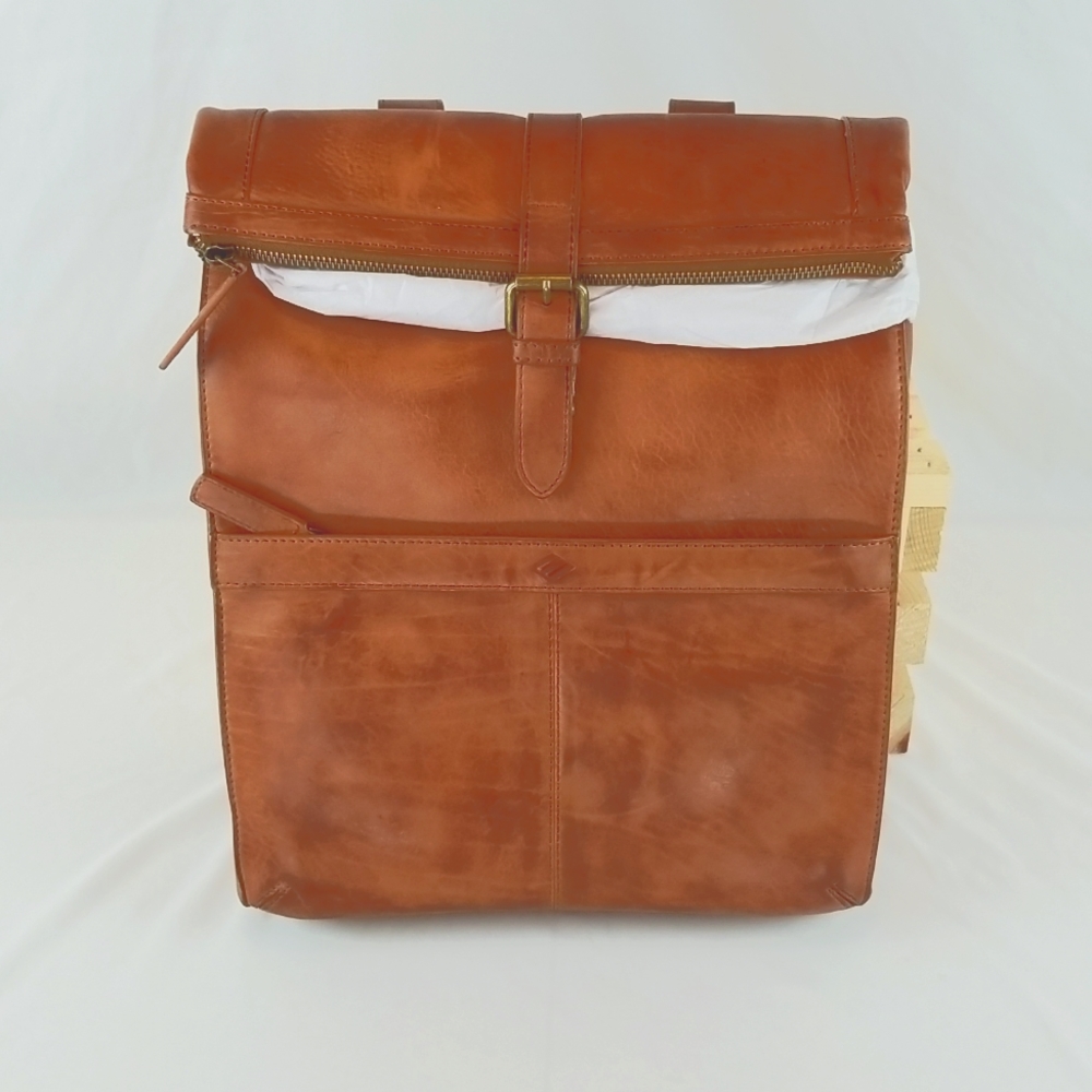 Conac brown leather roll top backpack - Gently used